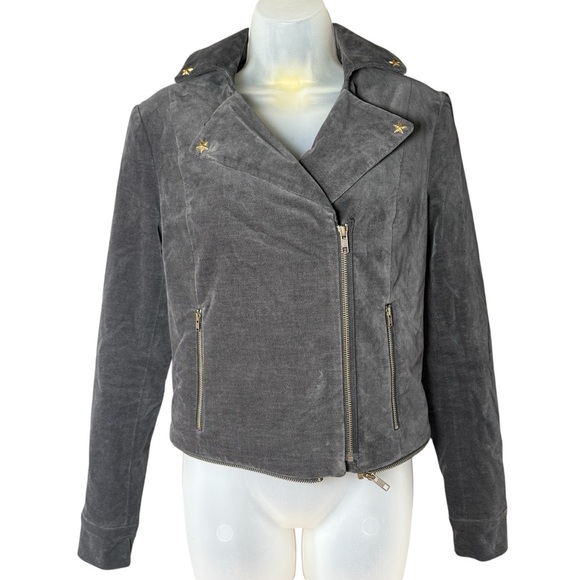 Vaute With Love Brooklyn Grey Moleskin Moto Coat Stars Vegan Handmade Women’s S - Picture 1 of 9